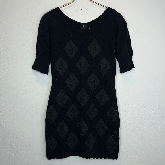 NWT LoveShackFancy KATARA KNIT BLACK MINI DRESS Large - Picture 2 of 16